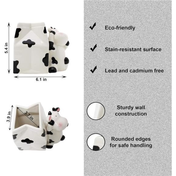 Cow Utensil Holder |Kitchen Crock Storage|Cow Print Stuff Accessories Decoration - Picture 6 of 7